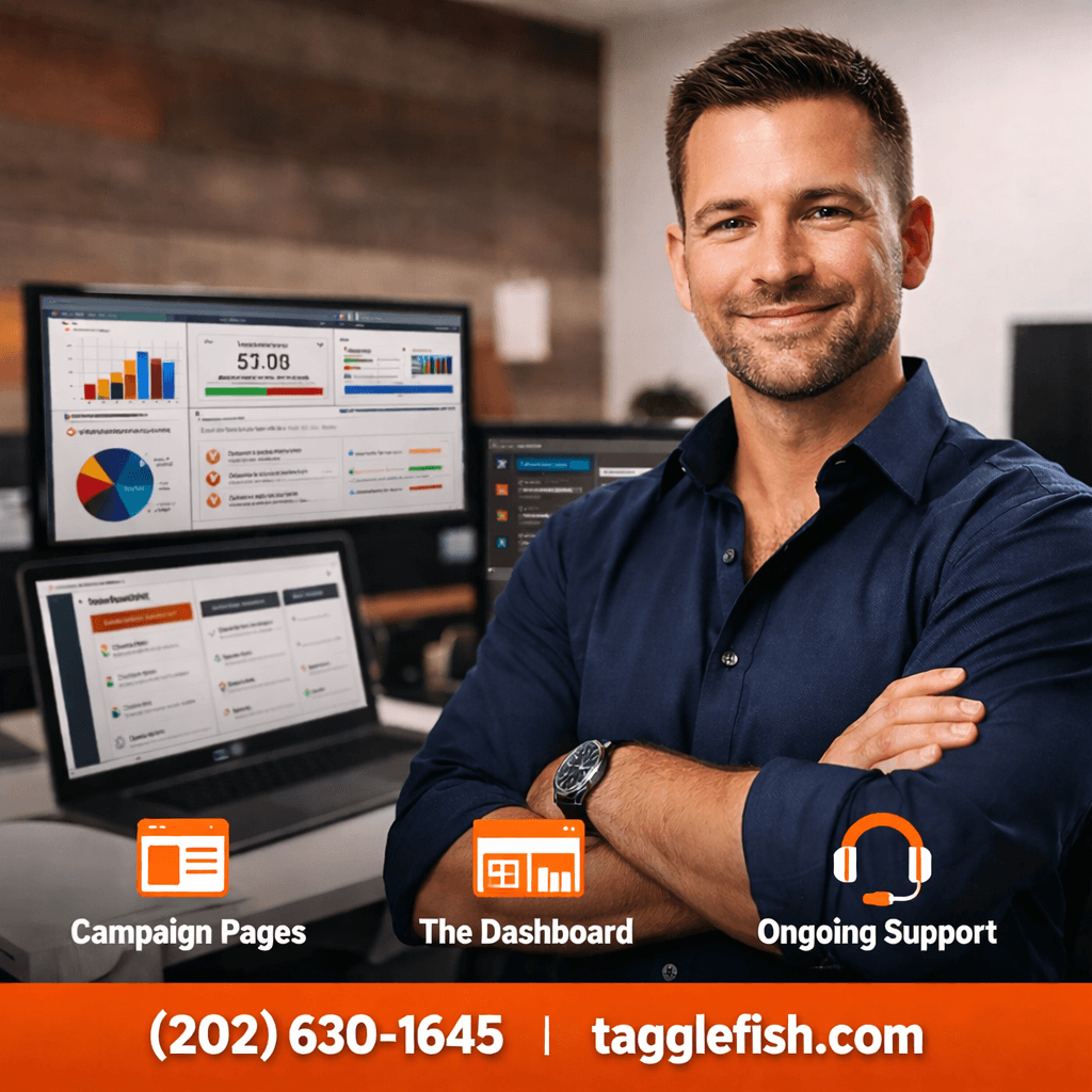 TaggleFish Marketing. Campaign Pages, The Dashboard, Ongoing Support. (202) 630-1645